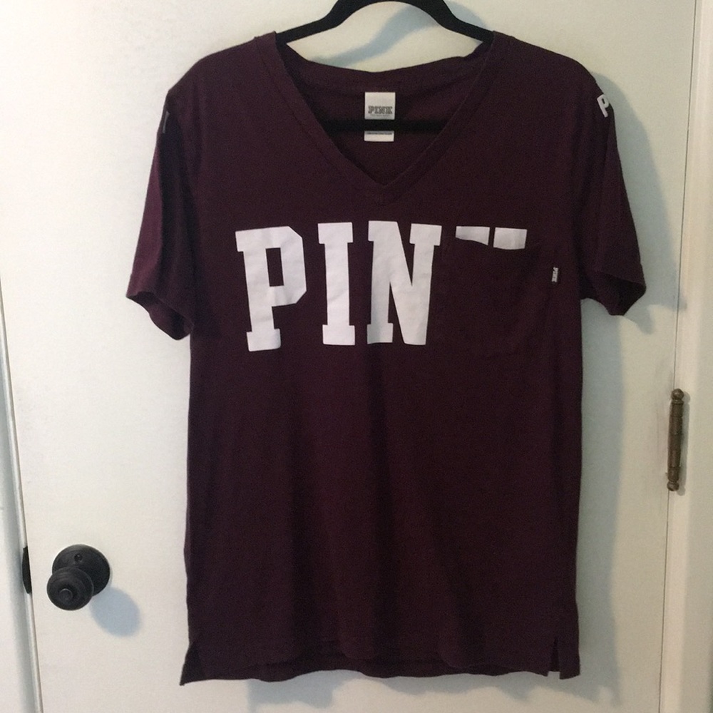 Victoria’s Secret Pink Maroon Pocket Tee